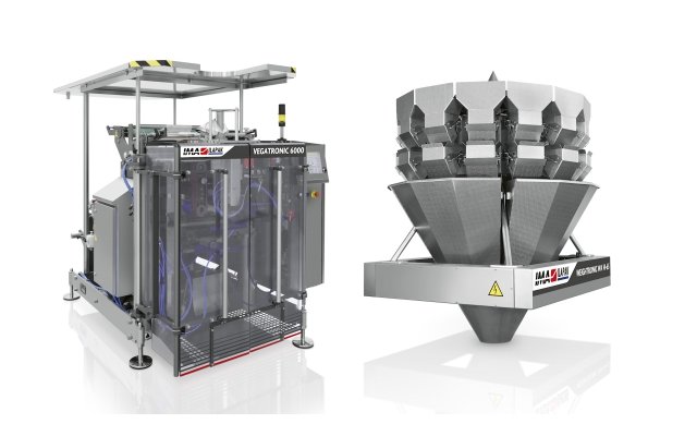 Ima Ilapak Vegatronic 6000 vertical form fill seal bagger packaging machine with multi head weigher WA 14-65 for produce cut salad in pillow bag